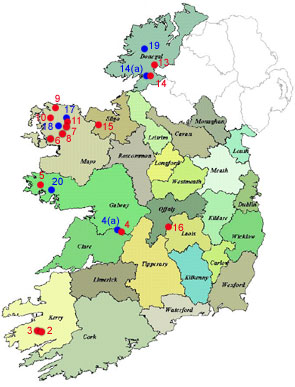 Locations throughout Ireland